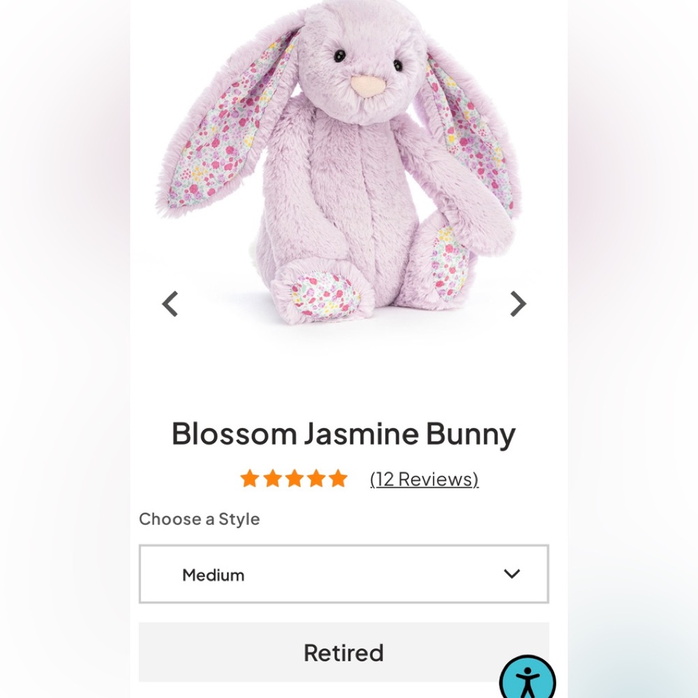 Jellycat Retired rare Original Blossom Jasmine Bunny NWT Easter